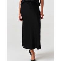 Ghost Satin Midi Slip Skirt Black