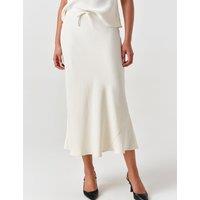 Ghost Satin Midi Slip Skirt Ivory