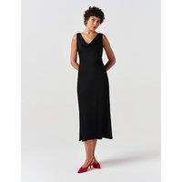 Ghost Satin Cowl Neck Midi Column Dress Black