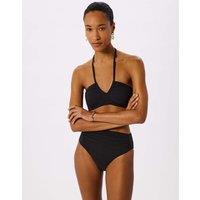 Whistles Textured Gingham Bikini Top Black