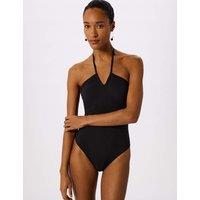 Whistles Textured Gingham Swimsuit Black