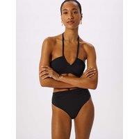 Whistles Textured Gingham High Waisted Bikini Bottoms Black
