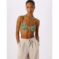 Whistles Animal Print Wired Bikini Top Green Mix