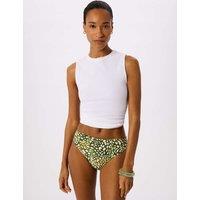Whistles Animal Print High Leg Bikini Bottoms Green Mix