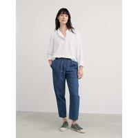 Seasalt Cornwall Cotton Rich Checked Frill Detail Shirt White Mix