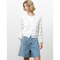 French Connection Lace Detail Ruffle Cardigan White