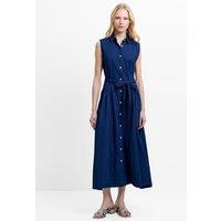 French Connection Pure Cotton Midi Shirt Dress Dark Blue