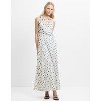 French Connection Chiffon Polka Dot Midaxi Skater Dress White/Black