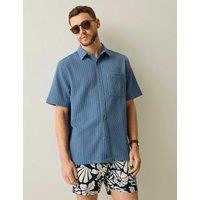 Regatta Camilo Relaxed Fit Seersucker Short Sleeve Shirt Light Blue