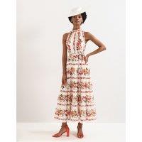 Phase Eight Lyocell Rich Floral Halter Neck Maxi Dress Cream Mix