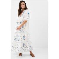 ACCESSORIZE Pure Cotton Embroidered Maxi Tiered Dress Ivory