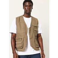 FatFace Pure Cotton Lightweight Utility Gilet Khaki