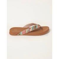 FatFace Woven Flat Flip Flops Brown Mix