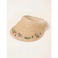 FatFace Straw Floral Embroidered Visor Natural Mix