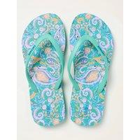 FatFace Printed Flat Flip Flops Blue Mix
