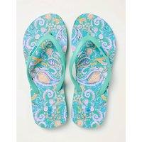 FatFace Printed Flat Flip Flops Blue Mix