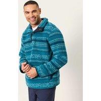 FatFace Fleece Striped Funnel Neck Sweatshirt Teal Mix
