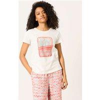 FatFace Jersey Sardine Pyjama Top Ivory Mix