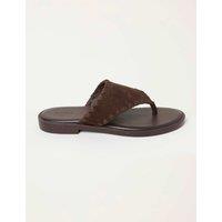 FatFace Leather Slip On Flat Mules Chocolate