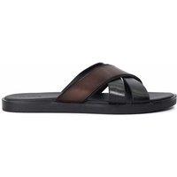 Dune London Leather Slider Sandals Black