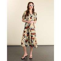 BAUKJEN Floral Printed Collared Midi Tiered Dress Blue Mix