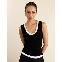 BAUKJEN Scoop Neck Fitted Vest Black Mix