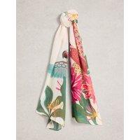 White Stuff Cotton Blend Floral Scarf White Mix