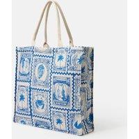 ACCESSORIZE Pure Cotton Quilted Printed Tote Bag Blue