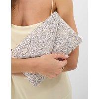 ACCESSORIZE Cotton Rich Embellished Chain Strap Clutch Bag Silver