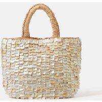 ACCESSORIZE Straw Embellished Grab Bag Ivory