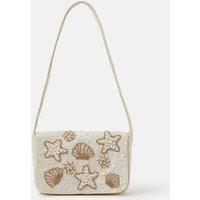 ACCESSORIZE Cotton Rich Embellished Shell Shoulder Bag Cream