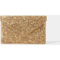 ACCESSORIZE Cotton Rich Embellished Chain Strap Clutch Bag Gold