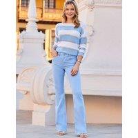 SOSANDAR High Waisted Flared Jeans Blue Denim