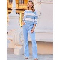 SOSANDAR High Waisted Flared Jeans Blue Denim