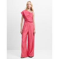 French Connection Crinkle Pull On Wide Leg Trousers Bright Pink