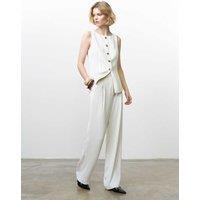 French Connection Pinstripe Pleat Front Wide Leg Trousers Cream Mix