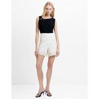 French Connection Lace High Waisted Shorts Cream