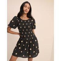 Nobody's Child Polka Dot Mini Skater Dress Black