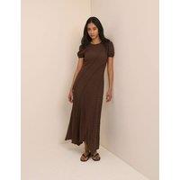 Nobody's Child Textured Round Neck Midi Bodycon Dress Brown