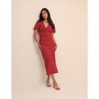 Nobody's Child Floral V-Neck Bow Detail Midi Tea Dress Red