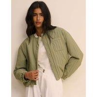 Nobody's Child Quilted Collarless Bomber Jacket Green