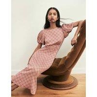 Nobody's Child Checked Midi Waisted Dress Red