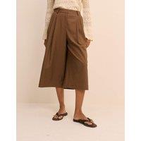 Nobody's Child Wide Leg Tailored Culottes with Wool Brown