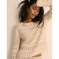 Nobody's Child Pure Cotton Pointelle Slash Neck Jumper Cream