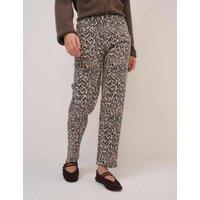 Nobody's Child Animal Print Tapered Straight Leg Jeans Brown