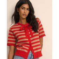 Nobody's Child Pure Cotton Striped Tie Neck Cardigan Multi