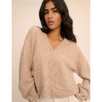 Nobody's Child V-Neck Relaxed Cardigan with Wool Cream