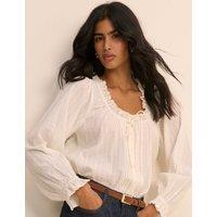 Nobody's Child Pure Cotton Broderie Scoop Neck Blouse White