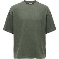 ONLY & SONS Oversized Pure Cotton Crew Neck T-Shirt Dark Grey
