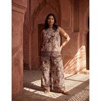 Live Unlimited London Floral Top Brown Mix